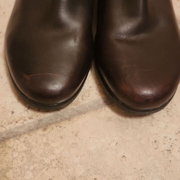 Ugg Women's "Emalie" Brown Suede & Leather Wedge Heel Ankle Boots Size 12 - Picture 4 of 12